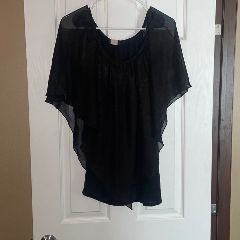 Poncho style metallic top